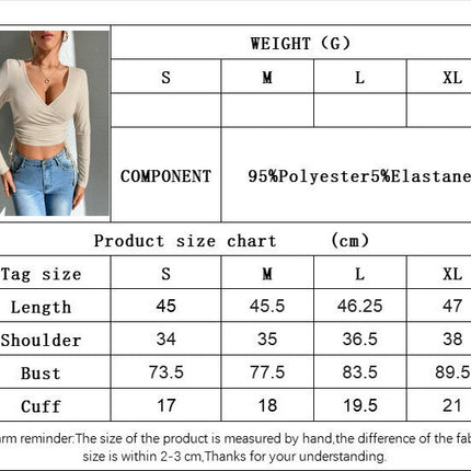 Women's V Neck T Shirts Drawstring Ruched Long Sleeve Slim Fit Crop Top