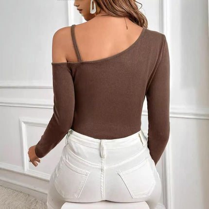 Womens Long Sleeve Off The Shoulder Going Out Crop Tops Casual Y2K Slim Fit T Shirts