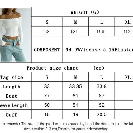 Womens Ruffle Off The Shoulder Shirts Fall Long Sleeve Going Out Slim Fit Crop Tops