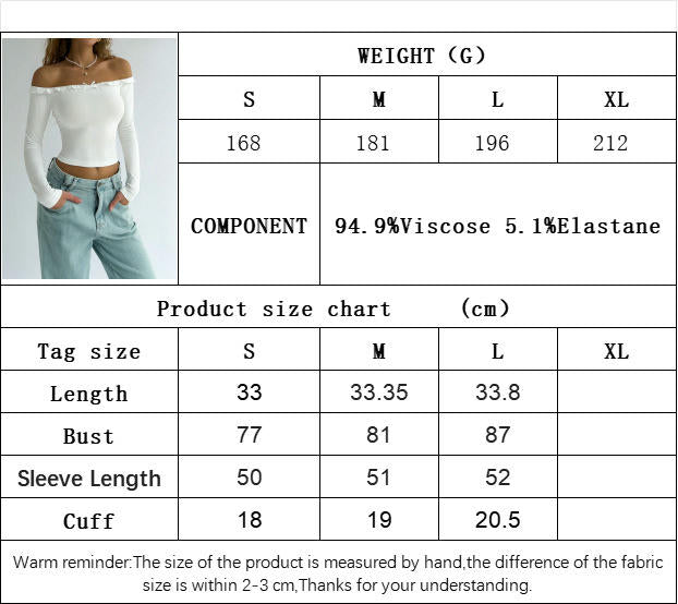 Womens Ruffle Off The Shoulder Shirts Fall Long Sleeve Going Out Slim Fit Crop Tops