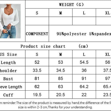 Women's Square Neck Lace Trim Shirts Puff Long Sleeve Slim Fitted Casual Top