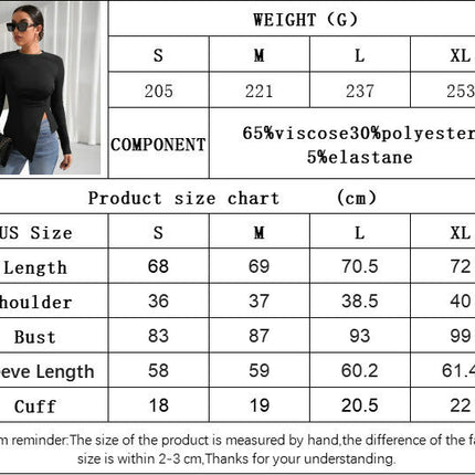 Women's Crewneck Asymmetrical Split Hem T Shirt Long Sleeve Ruched Side Tee Tops