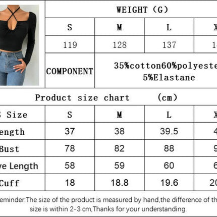 Women's Sexy Halter Criss Cross Tie Crop Top Square Neck Long Sleeve Cut Out T Shirt