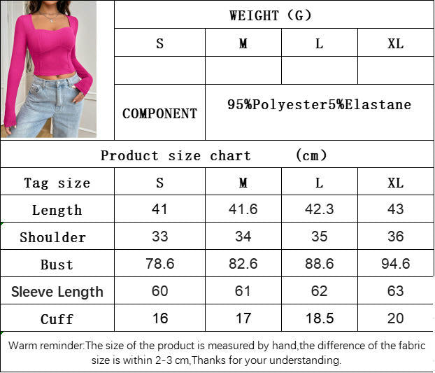 Women's Slim Fitted Sweetheart Neck Long Sleeve Basic T-Shirt Crop Top