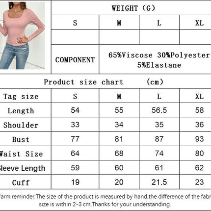 Women's Ruched Long Sleeve Square Neck Crop Top Slim Fitted Casual T-Shirt