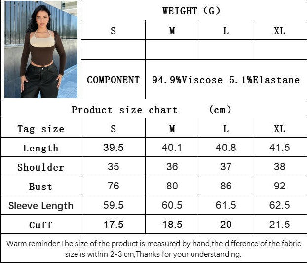 Womens Sexy Halter Neck Crop Top Colorblock Long Sleeve Slim Fit T Shirt