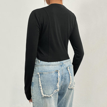 Long Sleeve Shirts for Women Crew Neck Basic Tight Crop Tops Fitted Casual Going Out T-Shirts