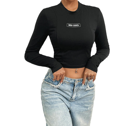 Long Sleeve Shirts for Women Crew Neck Basic Tight Crop Tops Fitted Casual Going Out T-Shirts
