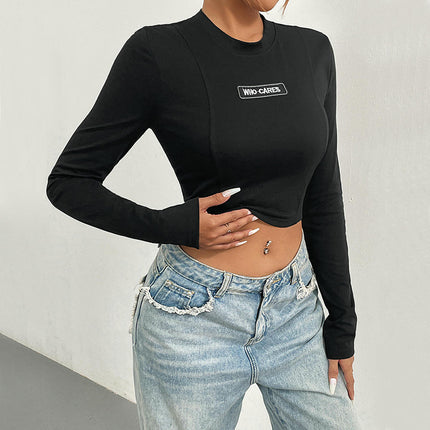 Long Sleeve Shirts for Women Crew Neck Basic Tight Crop Tops Fitted Casual Going Out T-Shirts