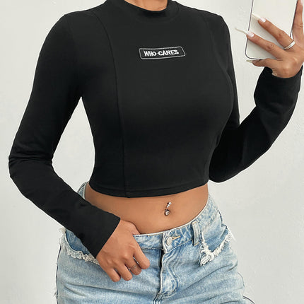 Long Sleeve Shirts for Women Crew Neck Basic Tight Crop Tops Fitted Casual Going Out T-Shirts