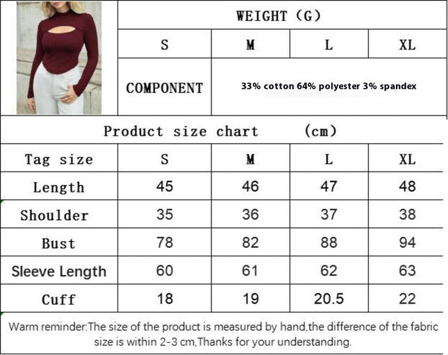Women's Cutout Mock Neck T-Shirts Long Sleeve Crop Slim Fit Tops