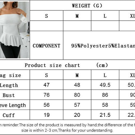Womens Off The Shoulder Tops Going Out Long Sleeve Slim Fit Peplum Ruffle Shirts