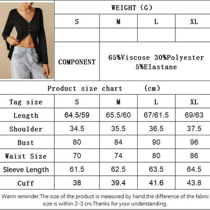 Womens Long Sleeves Cardigan Button Down V-Neck Slim Fitted Going Out Top