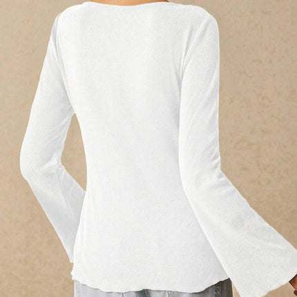 Womens Long Sleeves Cardigan Button Down V-Neck Slim Fitted Going Out Top