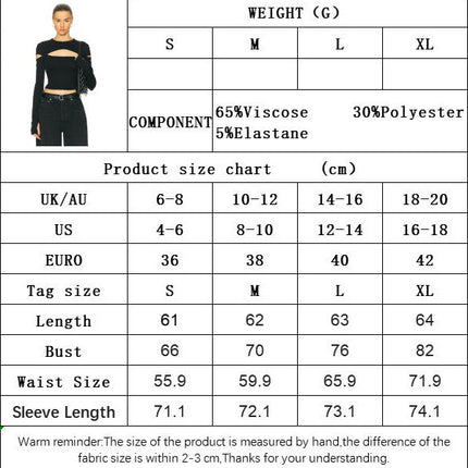 Women's Cut Out Long Sleeve T-Shirt Crew Neck Slim Fit Crop Top
