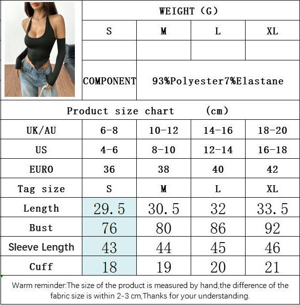 Women Sexy Off Shoulder Crop Top Halter Backless Long Sleeve T Shirt