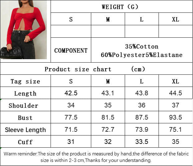 Womens Long Sleeve Slim Fit Crop Tops Square Neck Lettuce Trim Slit T-Shirt
