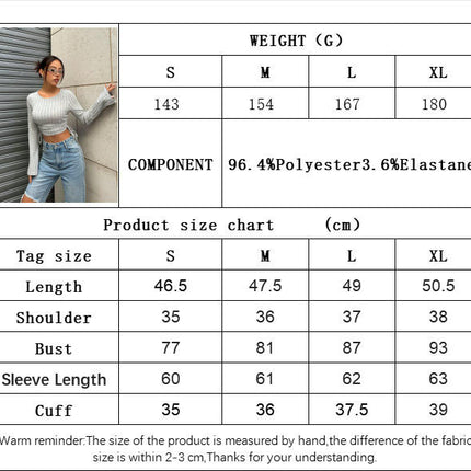 Women's Long Sleeve Crop Top Ribbed Knit Drawstring Fitted Crewneck Tee Shirt