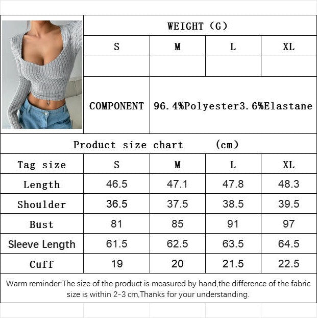 Women's Sweetheart Neck Long Sleeve Ribbed Knit Slim Fit Crop Tops