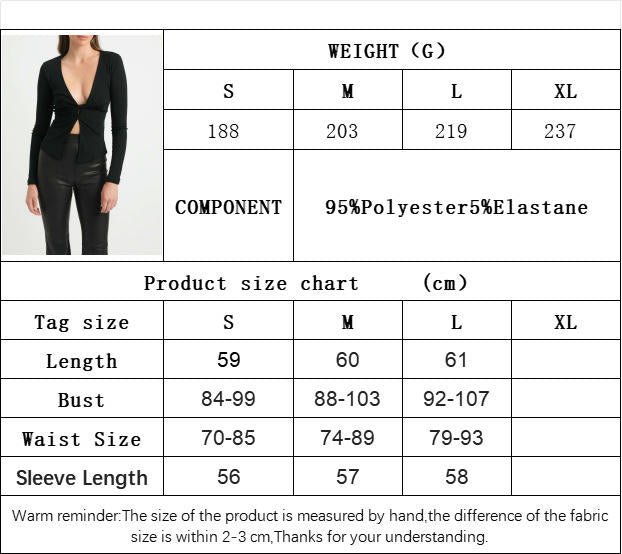 Women's Twist Split Front V Neck T Shirts Long Sleeve Slim Fit Casual Tee Tops