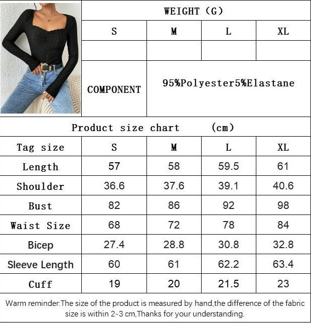 Women's Lace Trim Square Neck Long Sleeve Eyelet Crop Tops Ruched Slim Fit Shirts