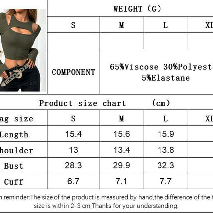 Women's Cut Out Tee Shirt Long Sleeve Round Neck Casual Slim Fit Crop Tops