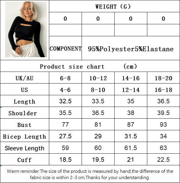 Women's Cut Out Slim Fit Tee Shirt Crew Neck Long Sleeve Tie Back Crop Top