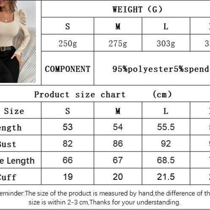 Womens Square Neck T Shirts Puff Long Sleeve Tops Slim Fitted Tees