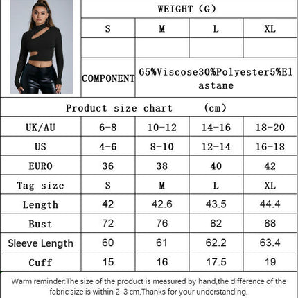 Women's Cut Out Mock Neck Long Sleeve T Shirt Slim Fitted Crop Tops