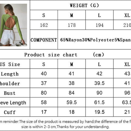 Women Twist Back Crop Top Going Out Crew Neck Long Sleeve Backless Shirt