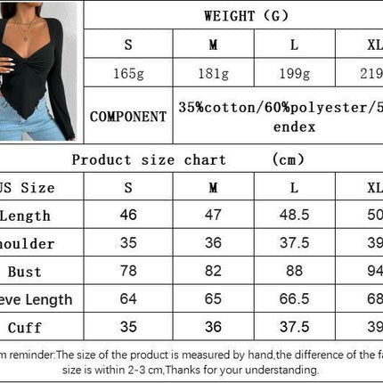 Women's Sexy Long Sleeve Crop Top Sweetheart Neck Going Out Twist Front Slim Fit T Shirts