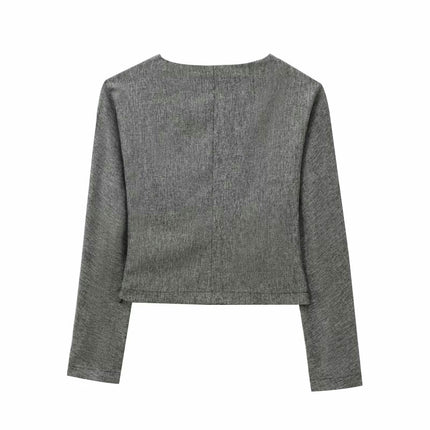 Women's Casual Long Sleeve Shirts Going Out Workout Crew Neck Crop Tops