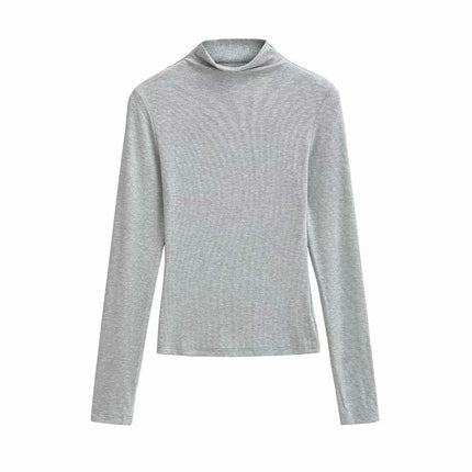 Women's Long Sleeve T Shirts Mock Neck Slim Fit Tops Basic Tee