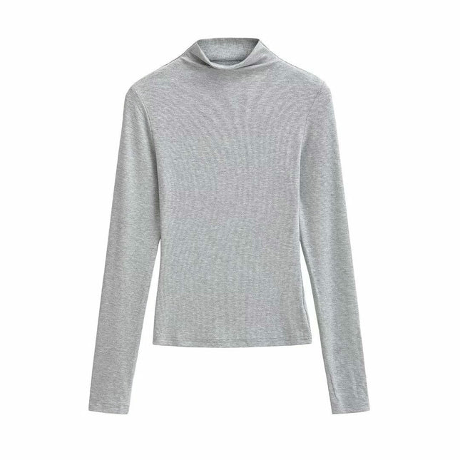 Women's Long Sleeve T Shirts Mock Neck Slim Fit Tops Basic Tee