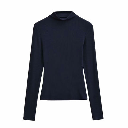 Women's Long Sleeve T Shirts Mock Neck Slim Fit Tops Basic Tee