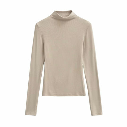 Women's Long Sleeve T Shirts Mock Neck Slim Fit Tops Basic Tee