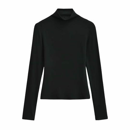 Women's Long Sleeve T Shirts Mock Neck Slim Fit Tops Basic Tee