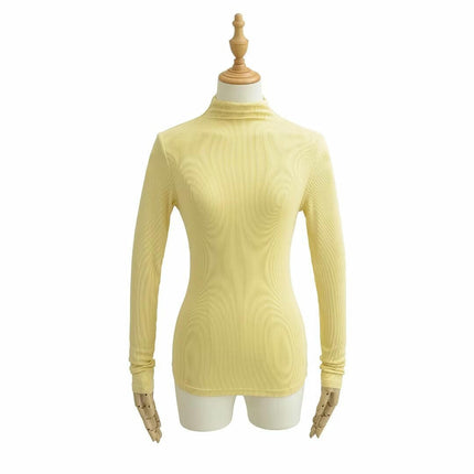 Women's Long Sleeve T Shirts Mock Neck Slim Fit Tops Basic Tee