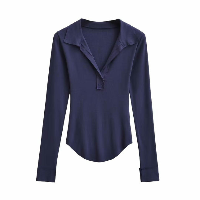 Womens Polo Shirts Long Sleeve Business Casual Tops Collared V Neck Slim Fit Blouses