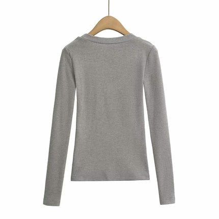 Womens Scoop Neck Long Sleeve Slim Fit T Shirt Casual Tops