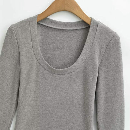 Womens Scoop Neck Long Sleeve Slim Fit T Shirt Casual Tops