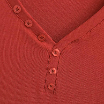 Womens Long Sleeve T Shirts Casual Slim Fit Button V Neck Henley Tops