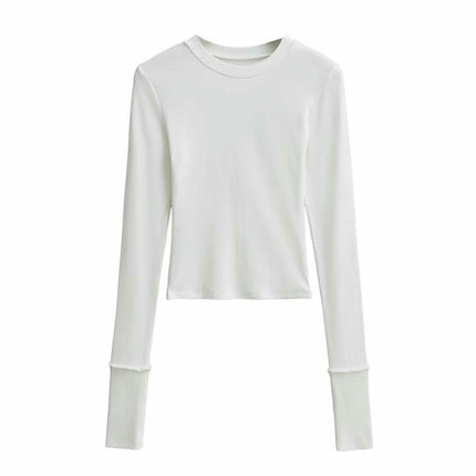 Womens Crew Neck Basic Long Sleeve T Shirt Slim Fit Tees Going Out Crop Tops
