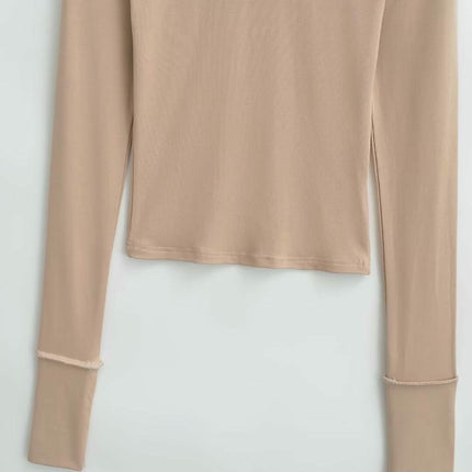 Womens Crew Neck Basic Long Sleeve T Shirt Slim Fit Tees Going Out Crop Tops