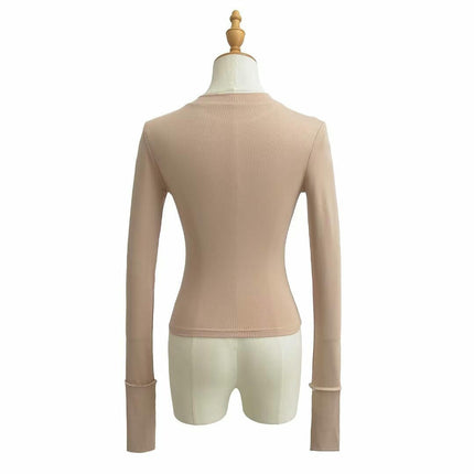 Womens Crew Neck Basic Long Sleeve T Shirt Slim Fit Tees Going Out Crop Tops