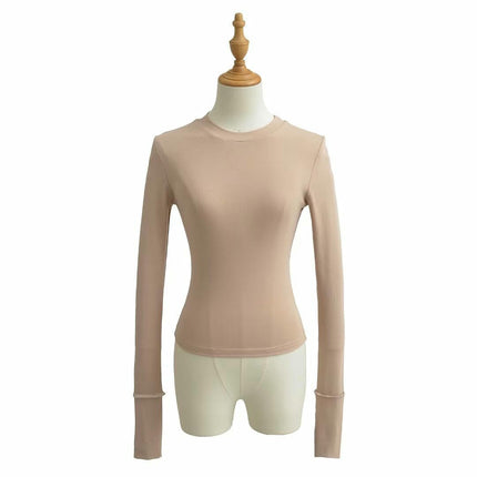 Womens Crew Neck Basic Long Sleeve T Shirt Slim Fit Tees Going Out Crop Tops
