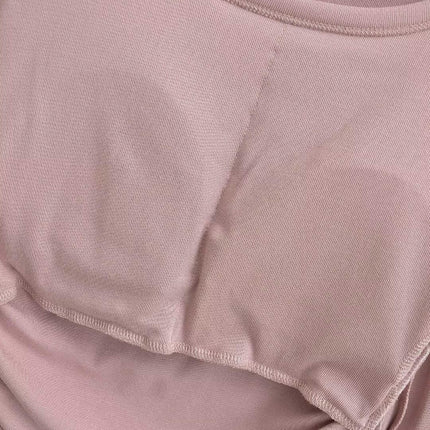 Women's Casual Fall Ruched T-Shirts Slim Fitted Scoop Neck Long Sleeve Crop Top