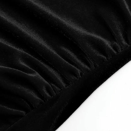 Women's Asymmetrical Neck Long Sleeve Slim Fit Party Velvet Tee Top