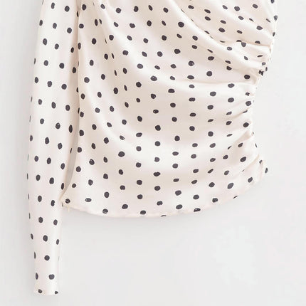 Women Sexy Ruched Asymmetrical Crop Tops Off The Shoulder Long Sleeve Shirts