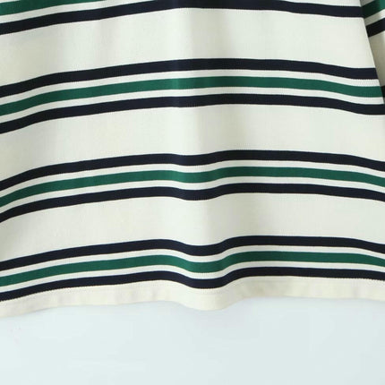 Womens Striped Long Sleeve Polo Shirts V Neck Collared Casual Loose Tops